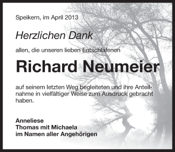 Traueranzeige von Richard Neumeier von Pegnitz-Zeitung